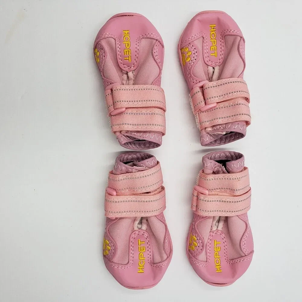 HCpet Pink Dog Boots Shoes Paw Protection All Weather Waterproof Booties Size 2